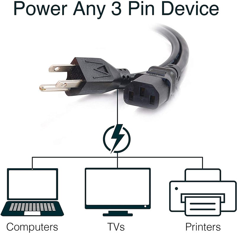C2G 6FT Replacement AC Power Cord Shielded - Power Cable for Electronics, TV, Computer, Printer, Radio, Monitor, Samsung, Dell, Vizio, LG, Asus, Laptop and More (03133) - Image 2